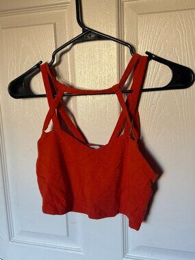 Oxxo Orange Strappy Back Crop Top V-Neck Festival Tank S